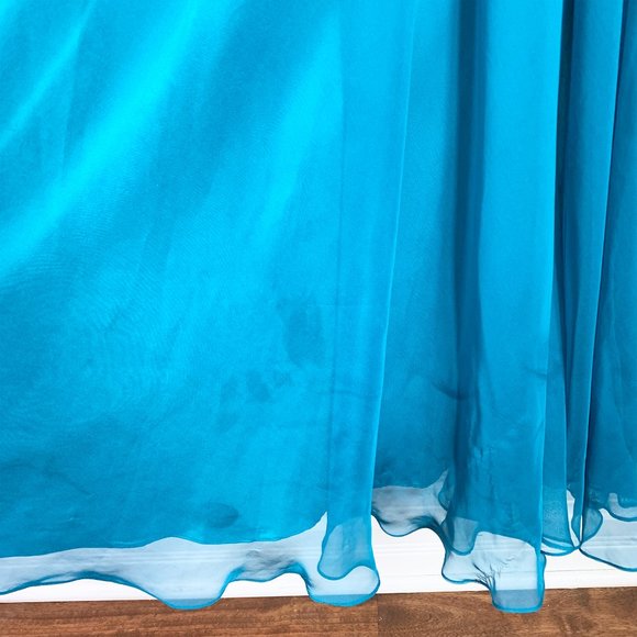 La Femme Strapless Beaded Gown Teal - Picture 11 of 14